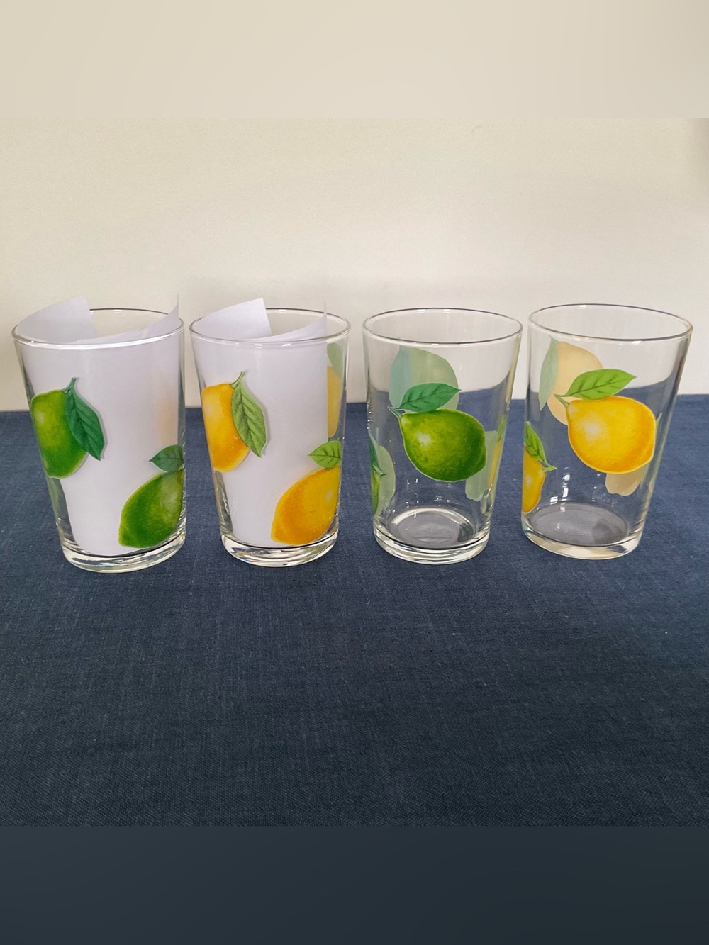 Hand Painted Lemon & Lime Decor Juice Glasses, Set of 4